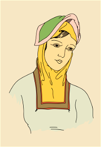Headgear of a Spanish peasant woman (circa 1777). Free illustration for personal and commercial use.