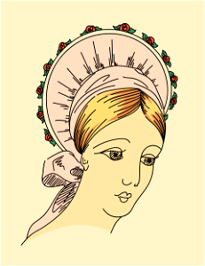 Young Blekinge girl. Hat worn by young girls on solemn occasions only in a marriage procession or baptism. Free illustration for personal and commercial use.