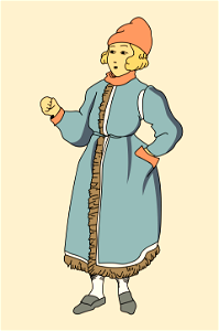 Typical Scandinavian youngsters costumes. Wingakes (Sweden). Free illustration for personal and commercial use.