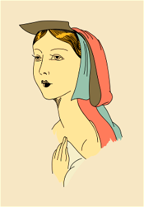 English lady's headdress (circa 1450). Free illustration for personal and commercial use.