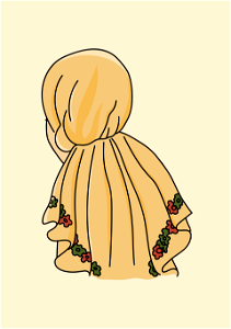 Oesterreich (Germany). Shawl embracing the head with green and red embroidery. Free illustration for personal and commercial use.