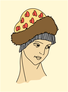 Town headdress for German girl in winter. Free illustration for personal and commercial use.