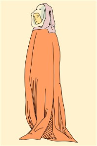 XIVth century English woman's cloak. Free illustration for personal and commercial use.
