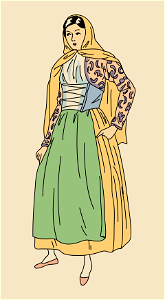 Woman from Sardinia wearing traditional dress. Free illustration for personal and commercial use.
