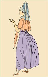 Woman from Seville wearing traditional dress. Free illustration for personal and commercial use.