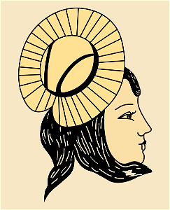 Headdress of a Leonese woman of the Astorga Territory. Straw hat trimmed with ribbons. Free illustration for personal and commercial use.