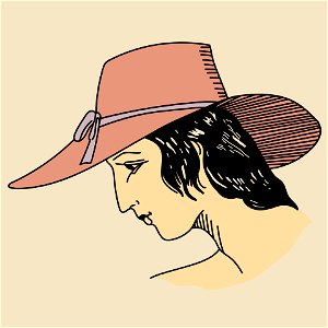 Headdress of a Siburno woman (Grand Duchy of Tuscany). Red felt hats. Free illustration for personal and commercial use.