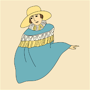 How Mexican ladies travel astride on the same saddle. Free illustration for personal and commercial use.