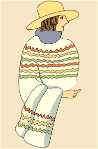 Two striped punchoes worn by Mexican woman. Free illustration for personal and commercial use.