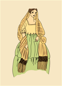 Shawl of a woman of Mexico (circa 1868). Free illustration for personal and commercial use.