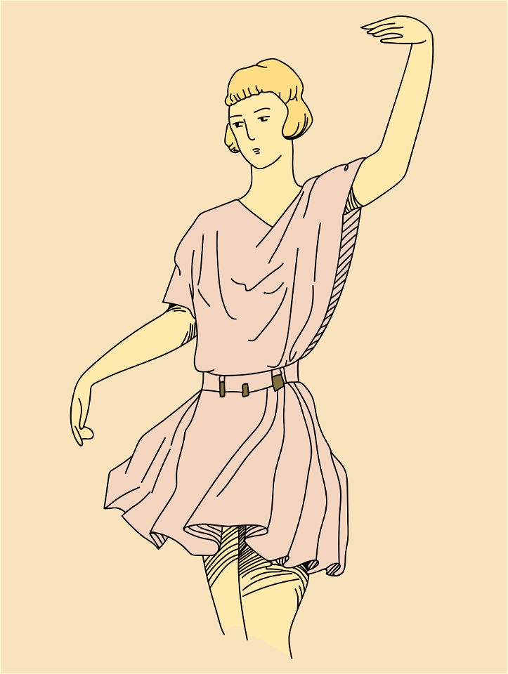 Gallic costume taken from an ancient bronze. Free illustration for personal and commercial use.