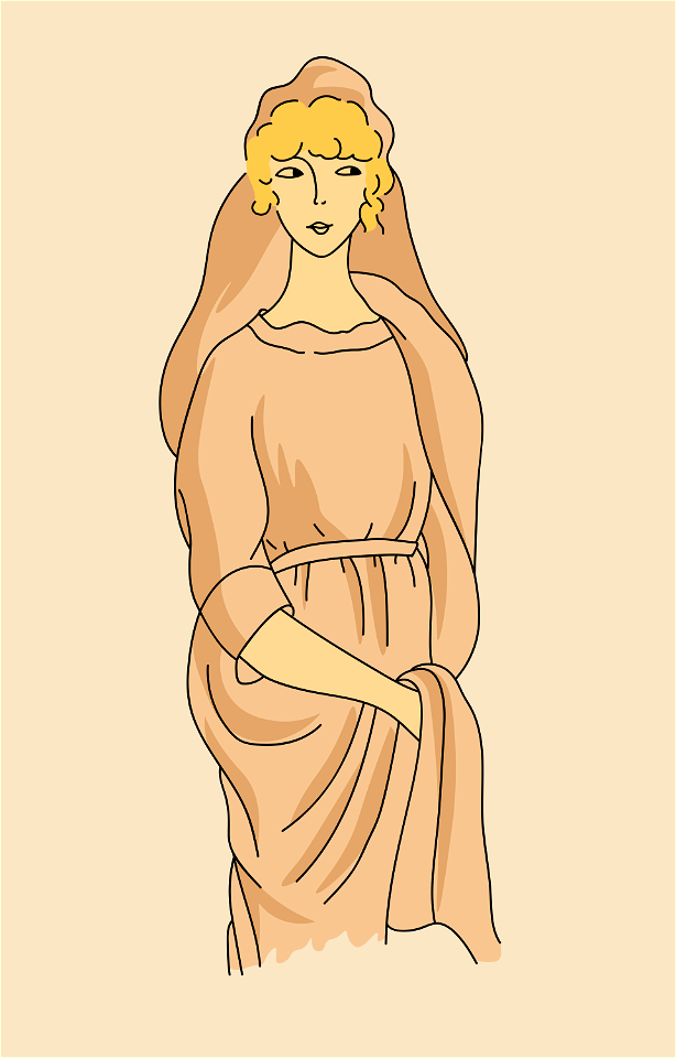 From Caesar to the Gallic Empire Robe of a Gallo-Roman lady. Veil covering the head and a loose robe of the same shade as the veil. Free illustration for personal and commercial use.