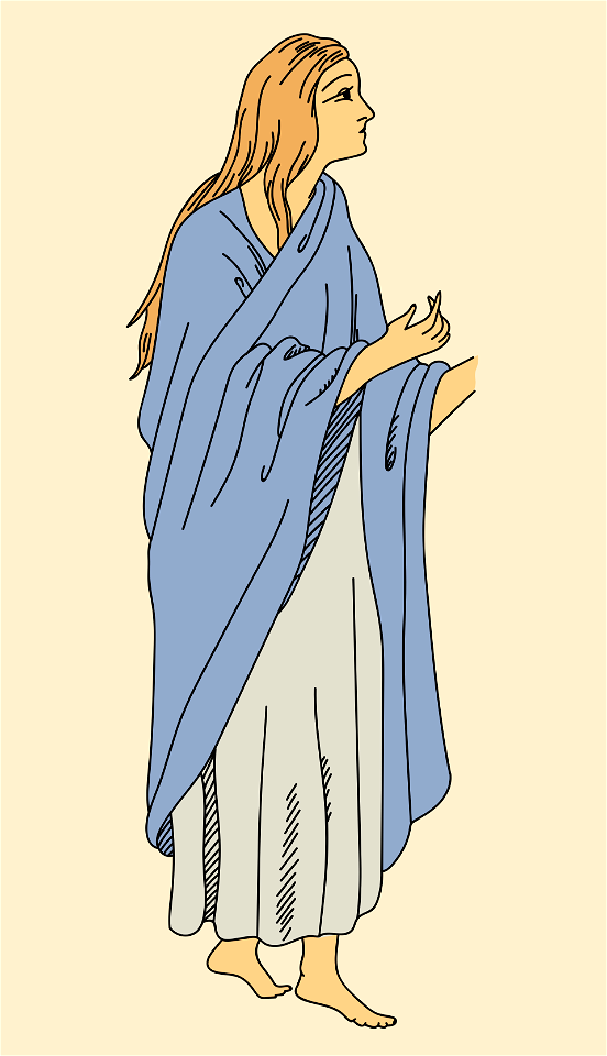 Costume of a Gallic woman taken from an ancient bas-relief. Free illustration for personal and commercial use.