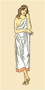 Gallic woman wearing long robe fastened on one shoulder. Free illustration for personal and commercial use.