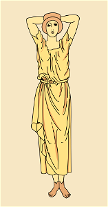 Gallic woman wearing robe draped at one side. High hat. (From an authentic statue). Free illustration for personal and commercial use.