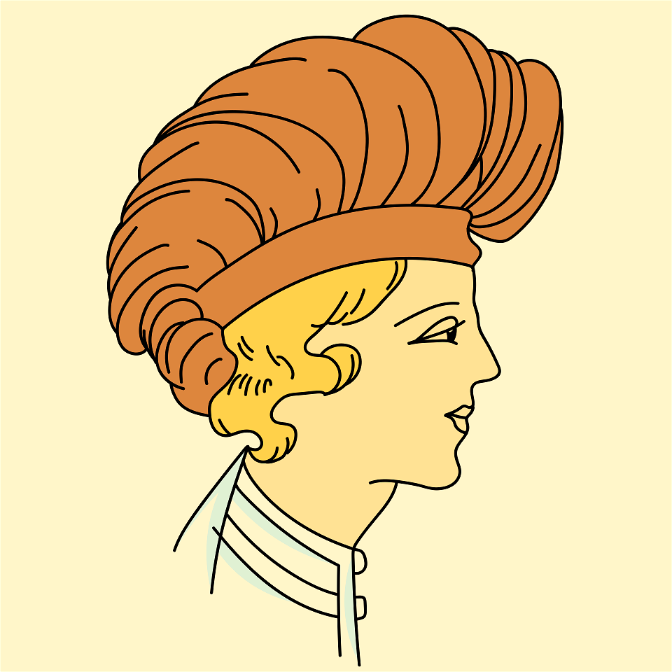 Headdress under Childebert I. (511-558). Brick red. Free illustration for personal and commercial use.