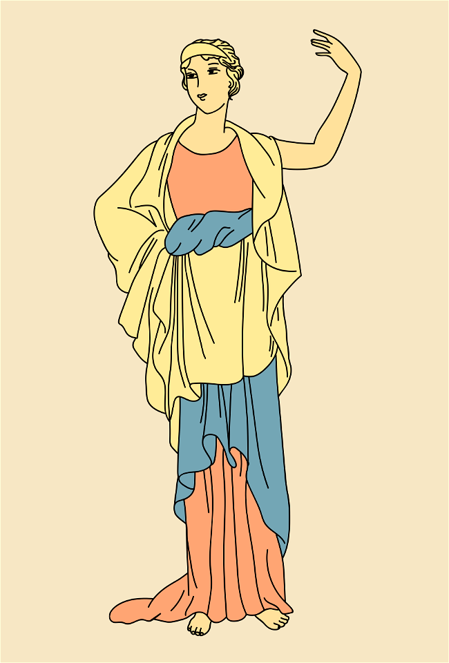 Gallic lady wearing a dress for the country. Free illustration for personal and commercial use.