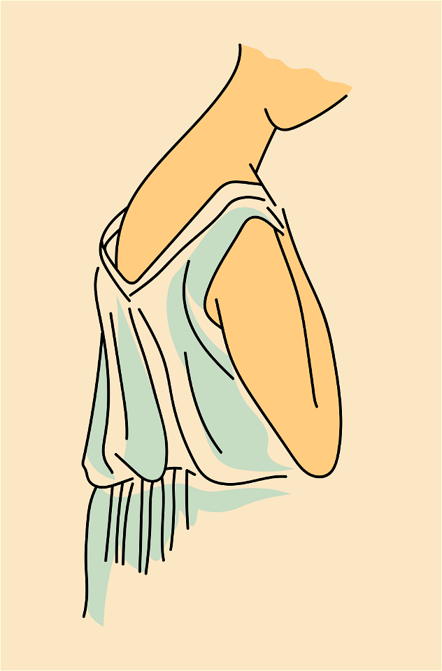 Costume of Euxetra. Foundation of Marseilles. Loose blue draped bodice. Free illustration for personal and commercial use.
