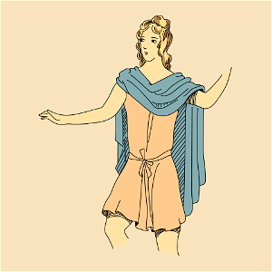 Costume of a Gallic god. Short cloak covering the shoulders and flowing down the back. Free illustration for personal and commercial use.