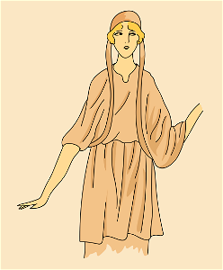 From the Gallic Empire to the preaching of the Gospels. Veil and robe of the same shade. The skirt in the form of a tunic. Free illustration for personal and commercial use.