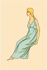 From B. C. 1600 to Caesar. Gallic lady. Bright green robe. Free illustration for personal and commercial use.
