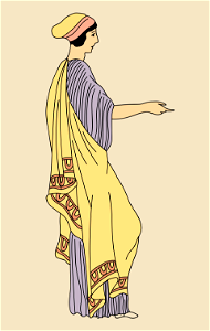 Etruscan gown covered with pastel tunic. Free illustration for personal and commercial use.