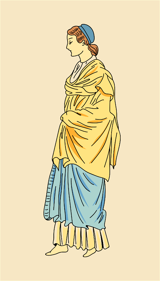 Dress of Panathanean woman in Parthenon. Free illustration for personal and commercial use.