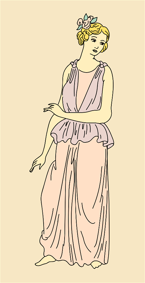 Roman Woman wearing traditional greek-roman tunic. Free illustration for personal and commercial use.