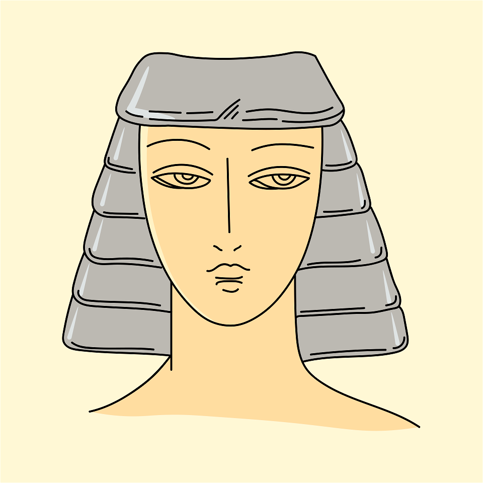 Coiffure of Greek girl wearing mitra. Free illustration for personal and commercial use.