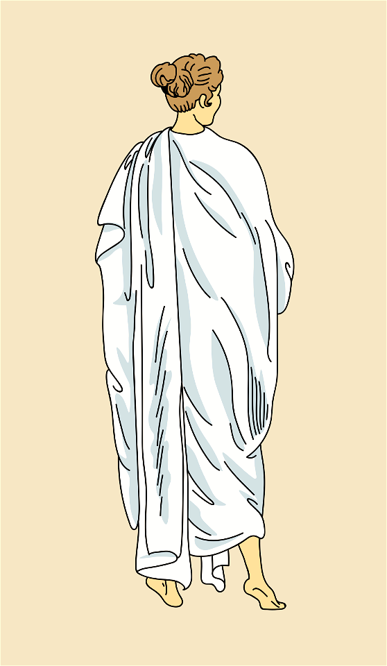 Draped cloak passing over the shoulder and folded behind. Free illustration for personal and commercial use.