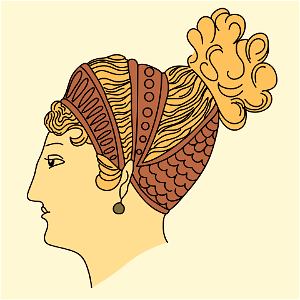 Etruscan red and black coiffure. Free illustration for personal and commercial use.