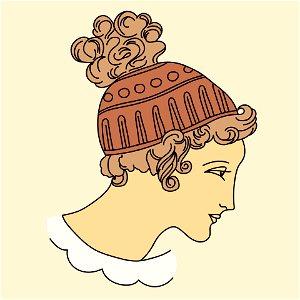 Dull red roman coiffure and black embroideries. Free illustration for personal and commercial use.