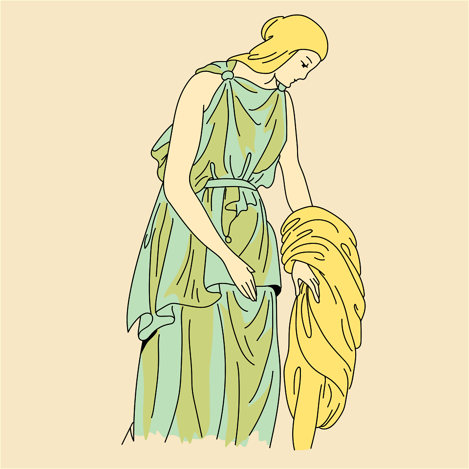 Roman Woman wearing traditional greek-roman tunic. Free illustration for personal and commercial use.