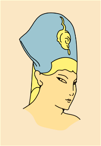 Ancient Egyptian Coiffure of King Akkouvaton (23rd. dynasty). Blue and light yellow mitre. Free illustration for personal and commercial use.