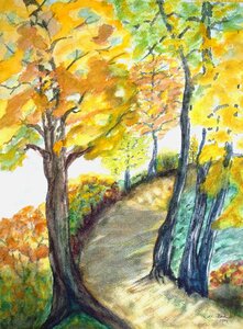 Autumn colorful painting. Free illustration for personal and commercial use.