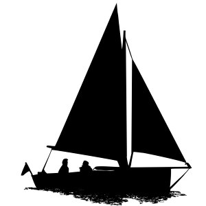 Sailing black silhouette. Free illustration for personal and commercial use.