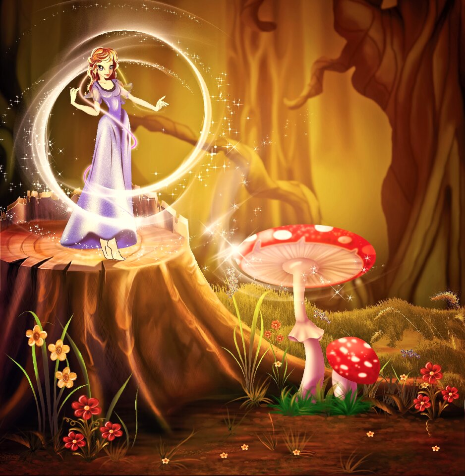 Mushrooms magic painting. Free illustration for personal and commercial use.