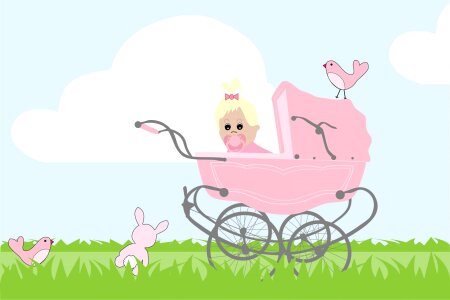 Birth announcement baby shower. Free illustration for personal and commercial use.