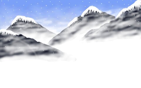 Cold outdoors snowcaps. Free illustration for personal and commercial use.