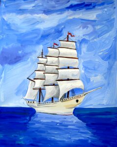Ship gouache paints. Free illustration for personal and commercial use.