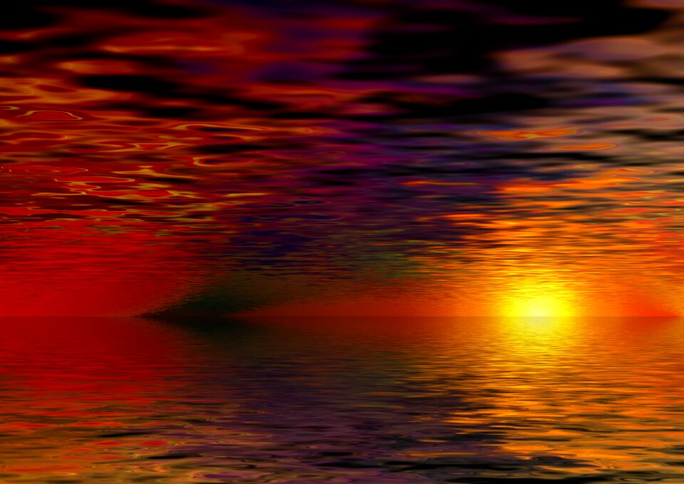Sun water lake. Free illustration for personal and commercial use.