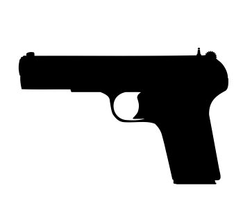 Hand gun black silhouette. Free illustration for personal and commercial use.