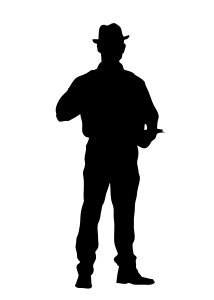Standing black silhouette. Free illustration for personal and commercial use.
