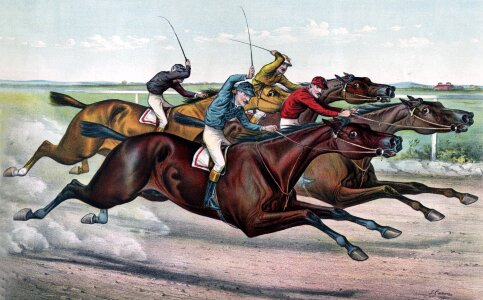 Racehorses jockey jockies. Free illustration for personal and commercial use.