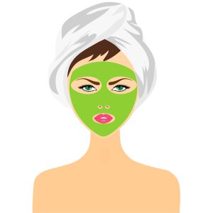 Face mask beauty treatment girl. Free illustration for personal and commercial use.