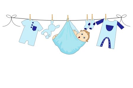 Clothes line washing. Free illustration for personal and commercial use.