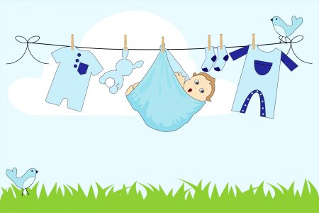 Clothes line laundry. Free illustration for personal and commercial use.