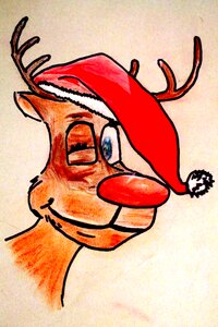Winter moose rudolf. Free illustration for personal and commercial use.