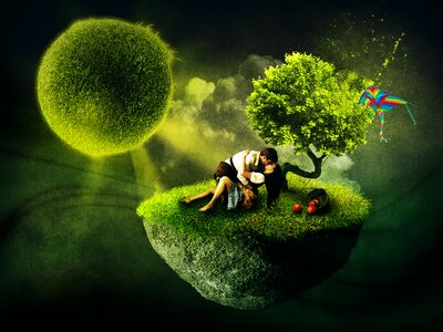 Kiss romance dream. Free illustration for personal and commercial use.