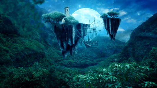 Fantasy fantasy island moon. Free illustration for personal and commercial use.